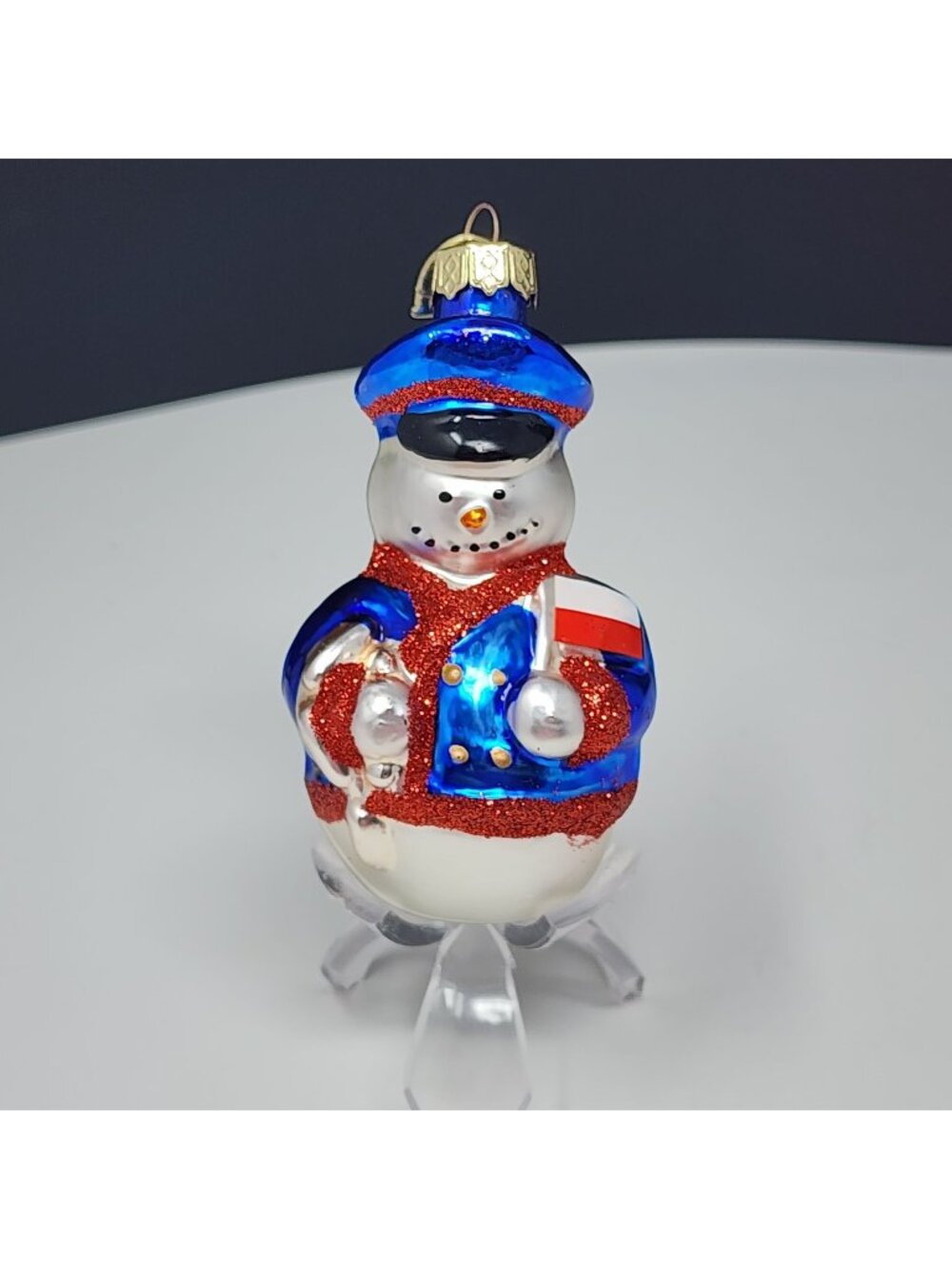 World Market Glass Snowman Christmas Ornament 2010 Poland Flag Polonaise